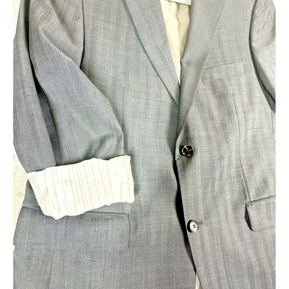 Hugo Boss Mens Super 100 Blazer 44R Wool Silver Gray Coat Pasolin Movie Formal - Picture 2 of 16